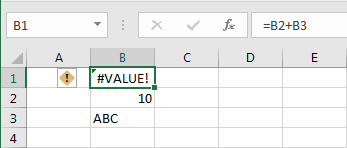 Addition med ugyldige værdier i cellerne i Excel regneark