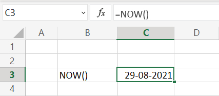 Aktuelt dato med NOW() i Excel regneark