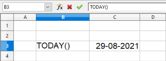 Aktuelt dato med NOW() i Calc regneark