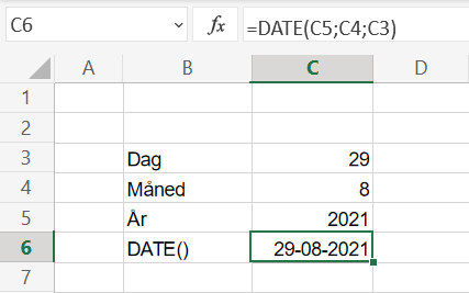Specifikation af dato i Excel regneark