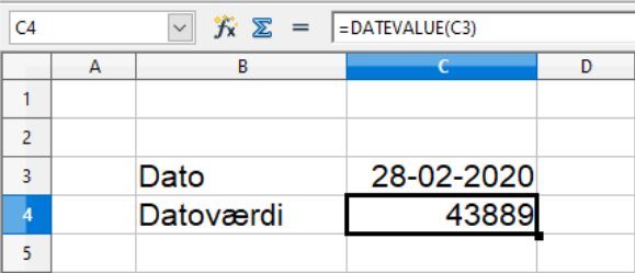 Dato til datoværdi i Calc regneark