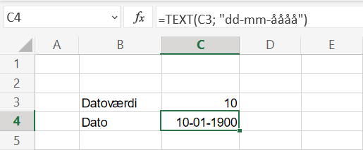 Datoværdi til dato i Excel regneark