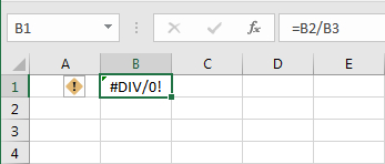 Division uden værdier i cellerne i Excel regneark