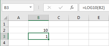 Titalslogaritmen i celler i Excel regneark