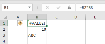 Multiplikation med ugyldige værdier i cellerne i Excel regneark