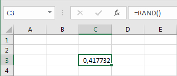 Tilfældig værdi genereret i Excel regneark