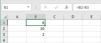 Subtraktion med gyldige værdier i cellerne i Excel regneark