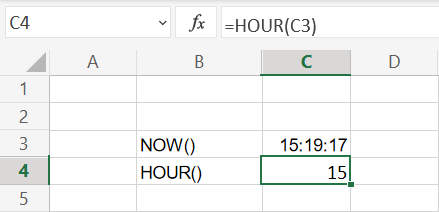 Uddrag af timer fra klokkeslet i Excel regneark