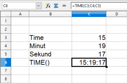 Specifikation af tidspunkt i Calc regneark