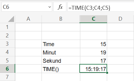 Specifikation af tidspunkt i Excel regneark